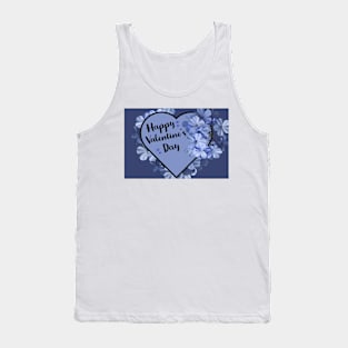 Happy Valentine's Day with Purple Heart and Flowers Tank Top